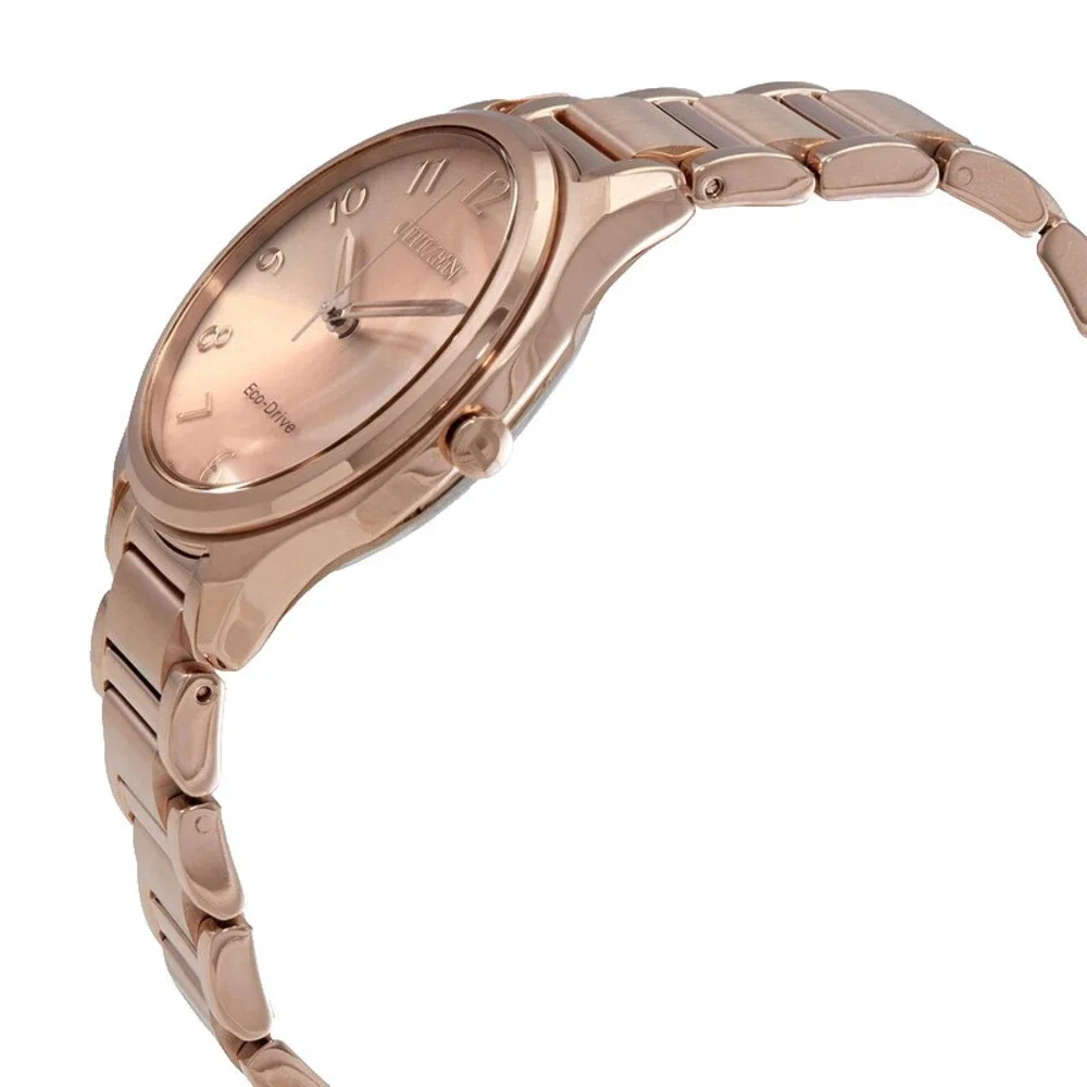CITIZEN ECO DRIVE EM0758-58X ROSE GOLD DIAL & BRACELET QUARTZ 35MM WOMENS WATCH